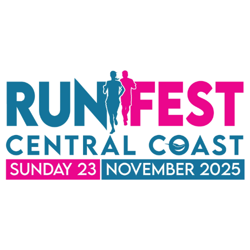 RunFest Central Coast logo featuring event details: "RunFest," silhouettes of runners, and date "Sunday 23 November 2025," highlighting community wellness and active living initiatives by Life Medical Imaging.