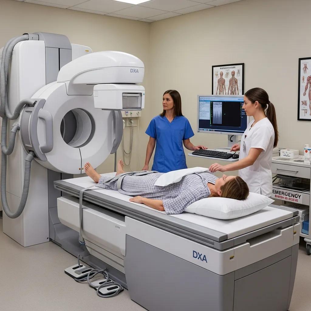 Bone density scan being performed to assess osteoporosis and bone health