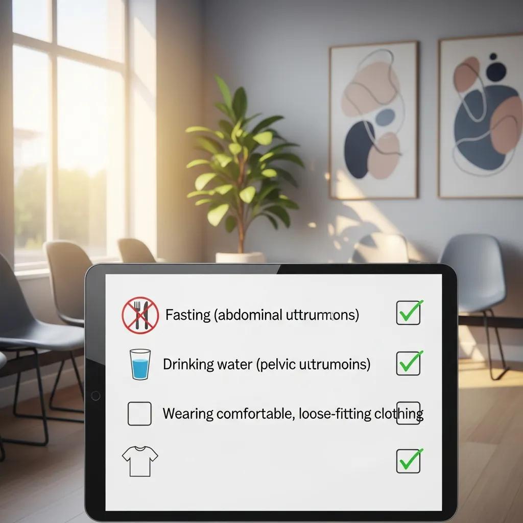 Clinic checklist showing simple ultrasound preparation steps to help patients get ready