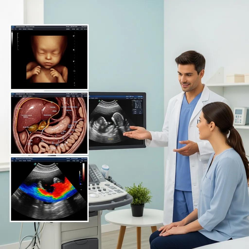 Collection of ultrasound images showing a range of scan types