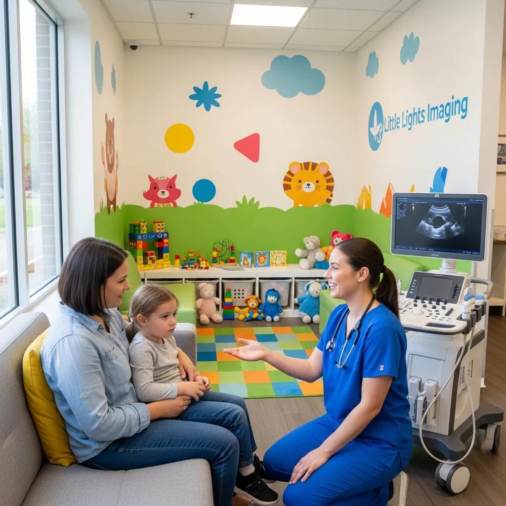 Family-friendly imaging centre waiting area designed to put children and families at ease