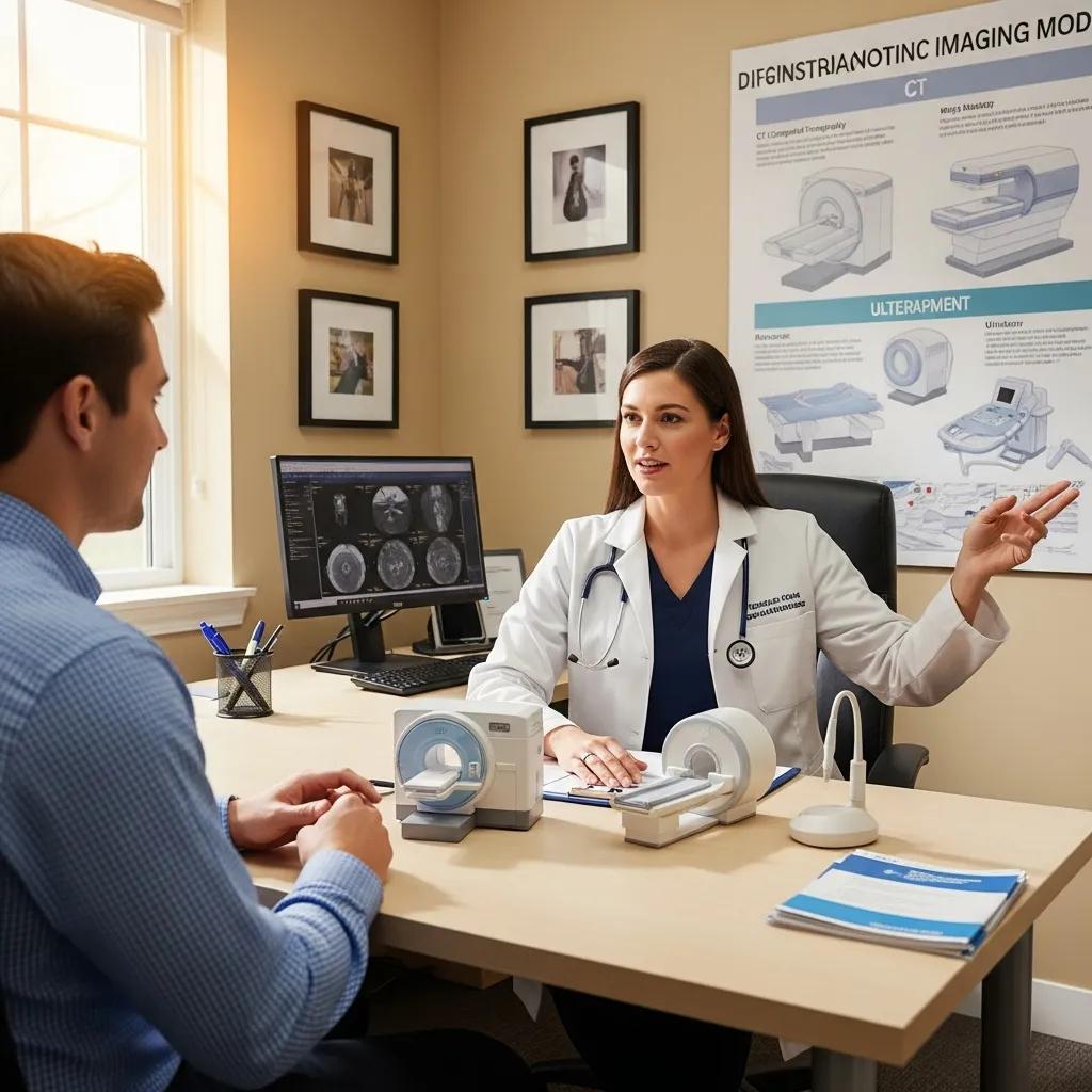 Clinician discussing diagnostic imaging options with a patient