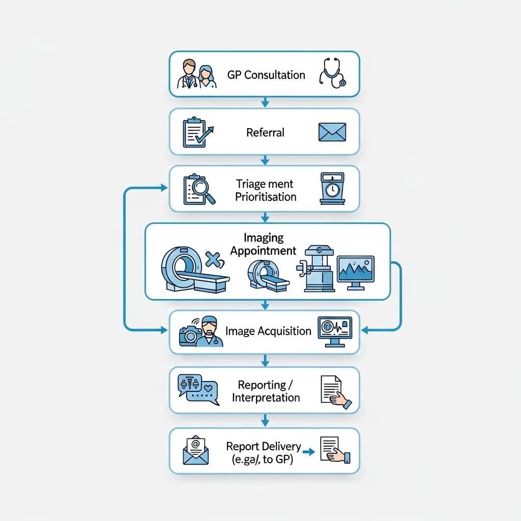 Diagram showing NHS patient pathways for diagnostic imaging