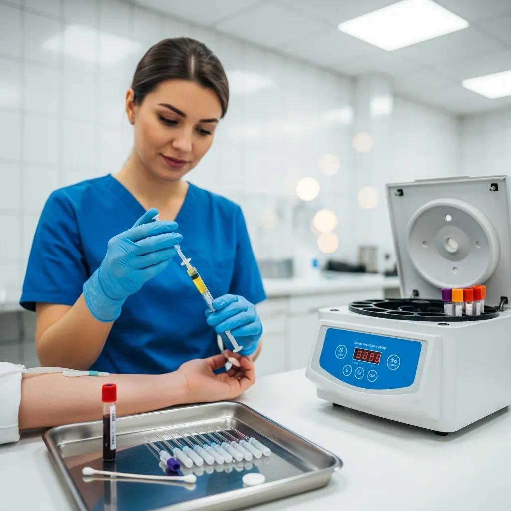 Medical professional preparing a PRP injection in a clinical setting