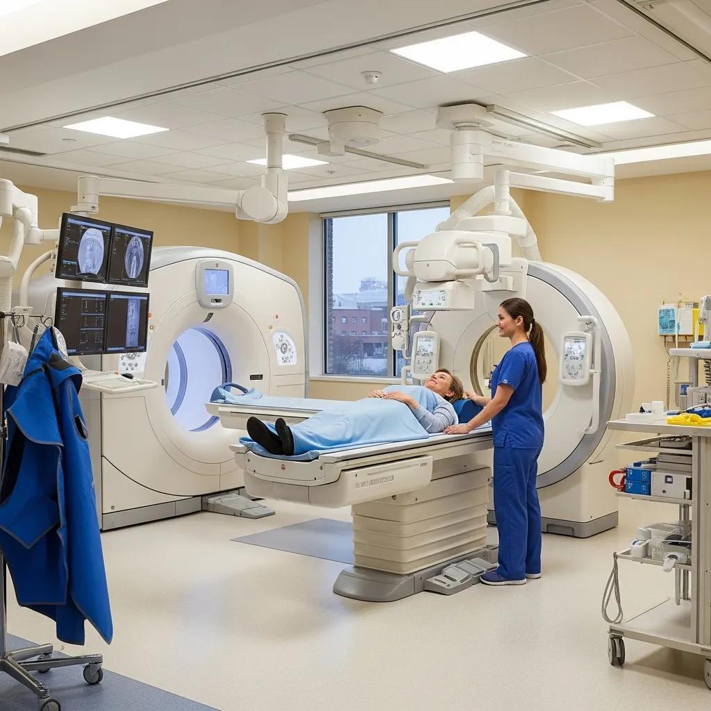 Modern radiography technology in a clinical setting with advanced imaging equipment