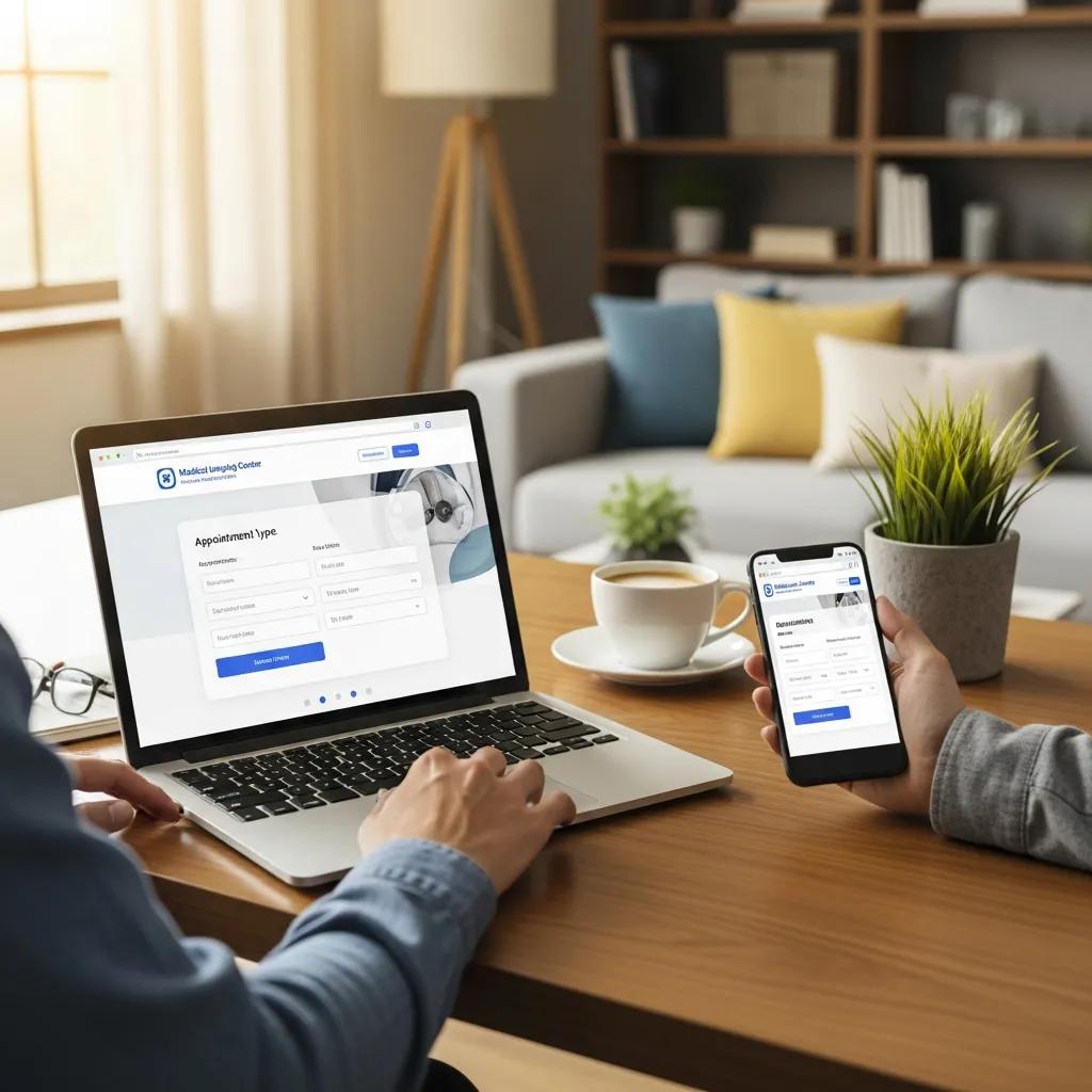 Patient booking a diagnostic imaging appointment online