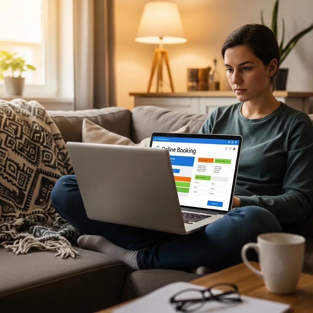 Patient booking an MRI appointment online from home via clinic portal