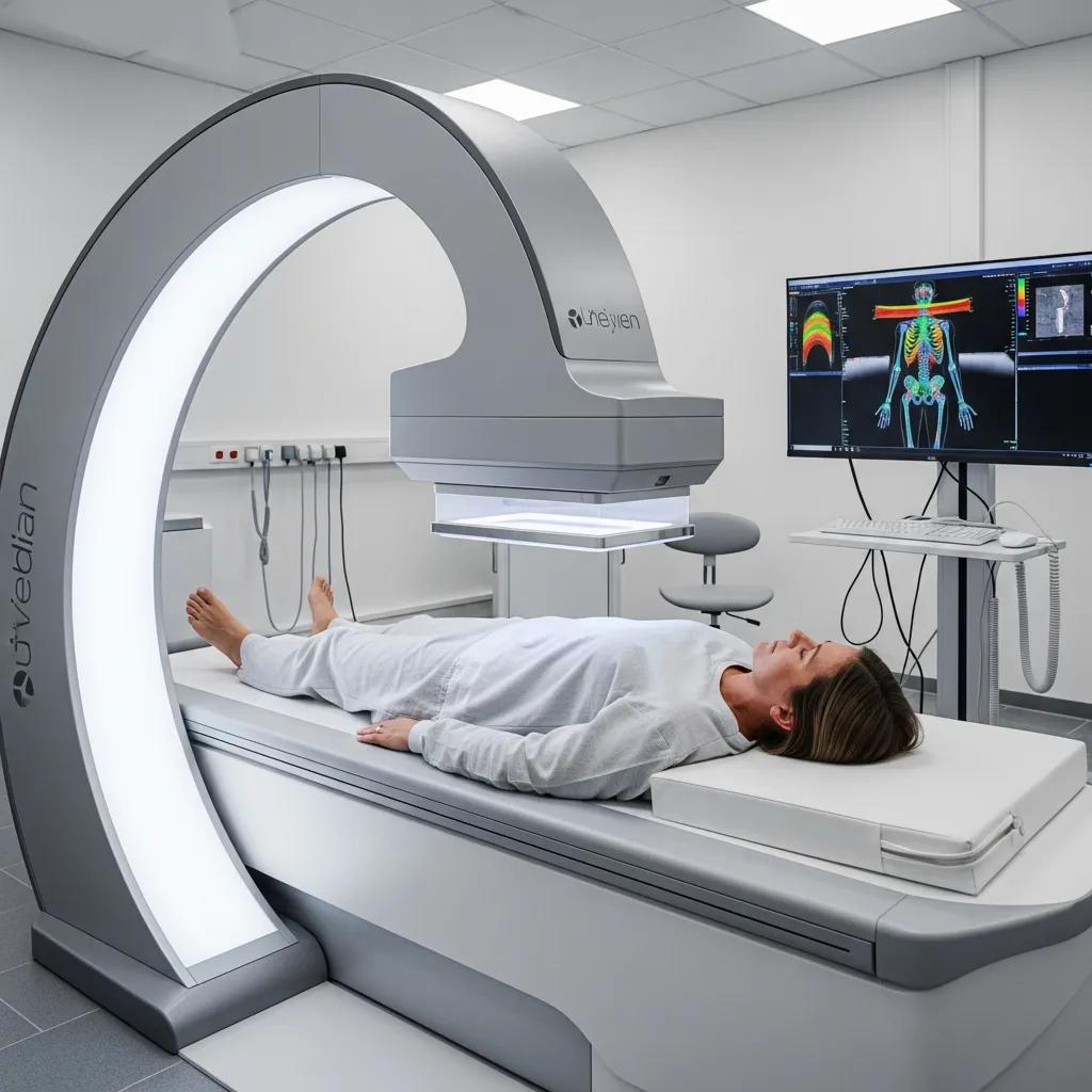 Patient having a DEXA body composition scan at a Central Coast imaging clinic