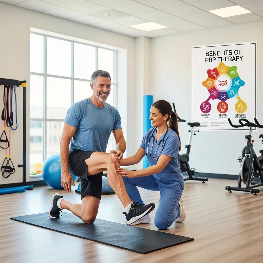 Patient receiving rehabilitation after PRP injection to improve mobility