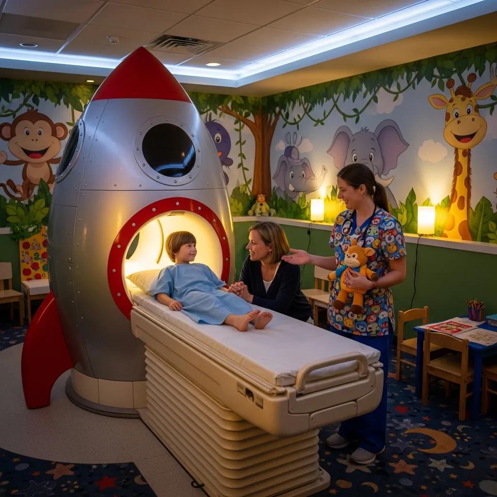 Child‑friendly paediatric imaging room designed to comfort young patients and families