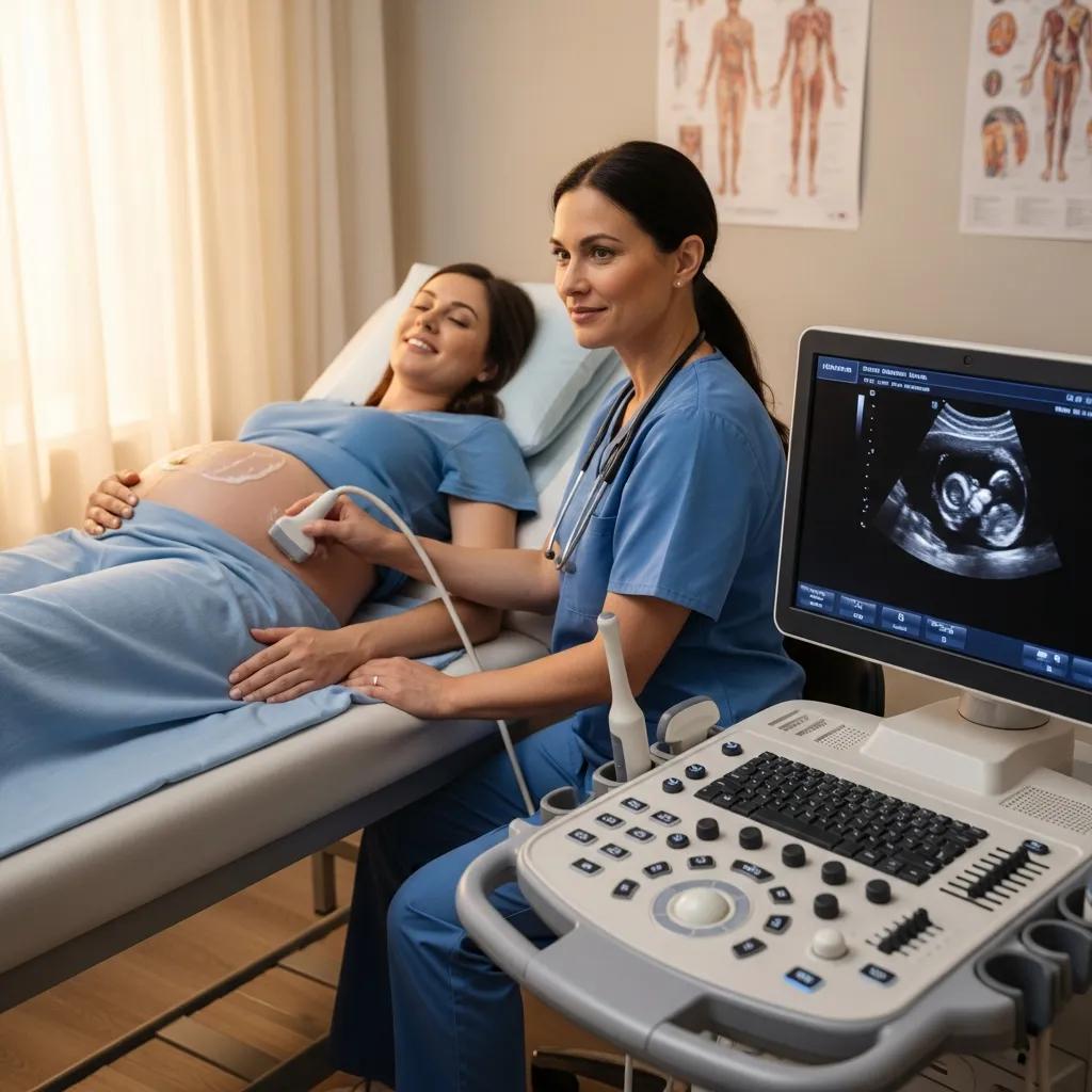 Pregnant patient receiving an ultrasound at Life Medical Imaging Central Coast