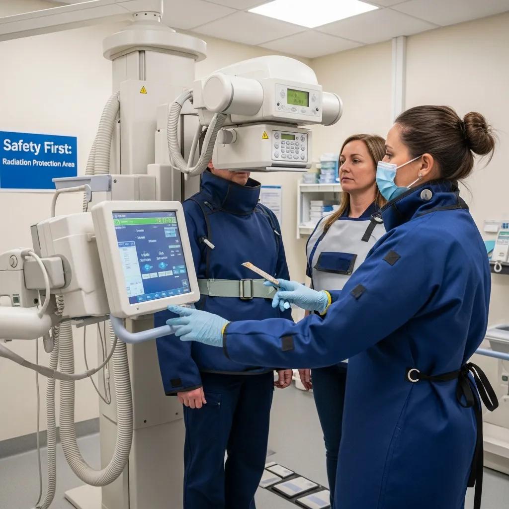 Radiation safety practices in our X‑ray department, including lead shielding and equipment checks
