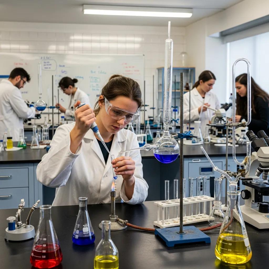 Student carrying out a laboratory practical, highlighting hands-on learning in UK undergraduate programmes