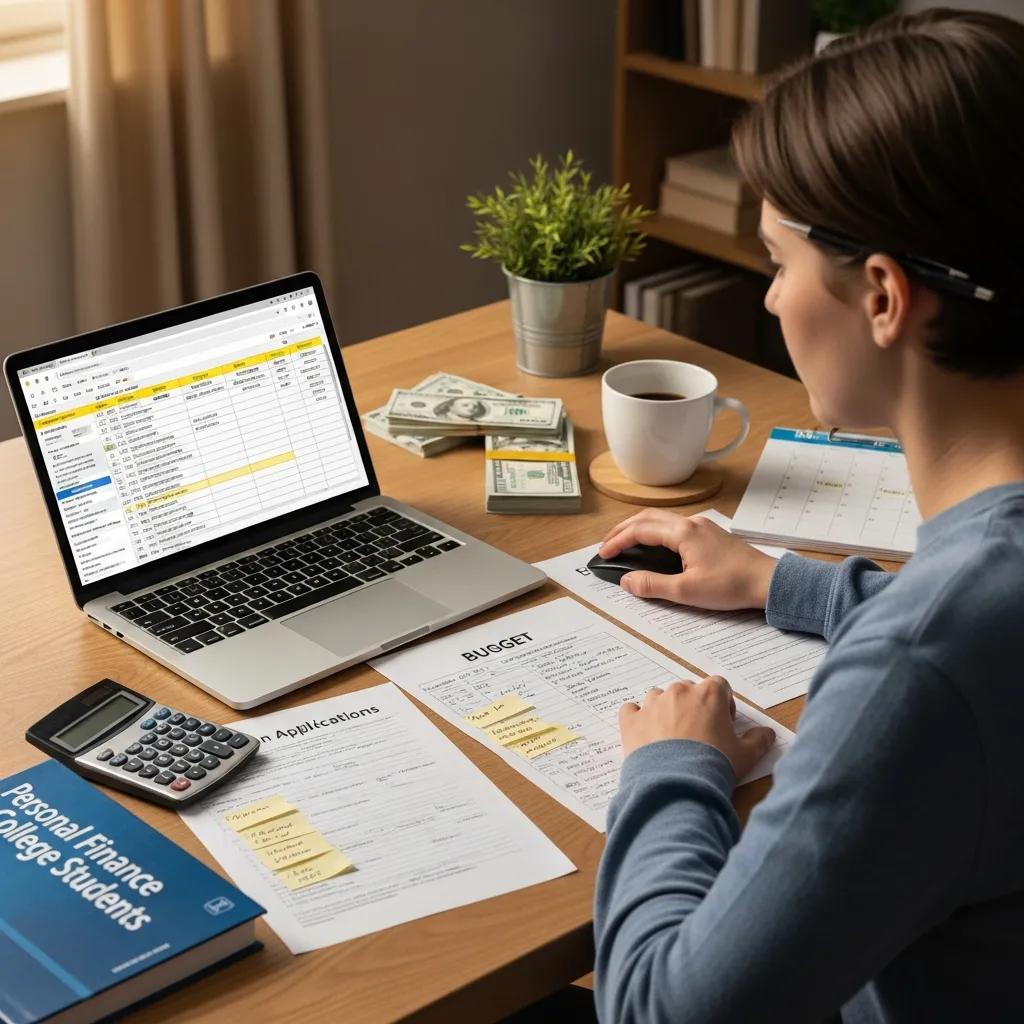 Student organising finances at a desk — planning tuition and living costs