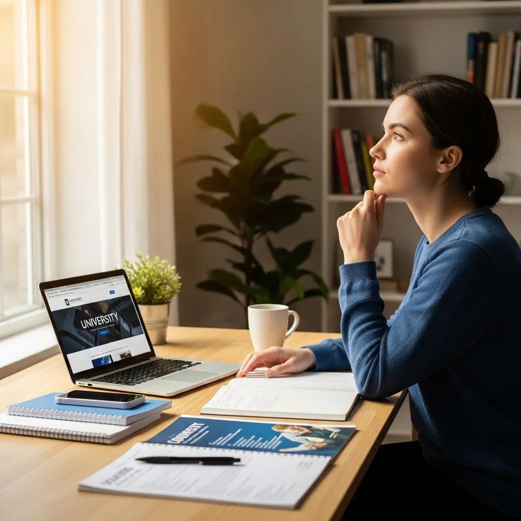 Student reviewing course listings and planning study choices on a laptop