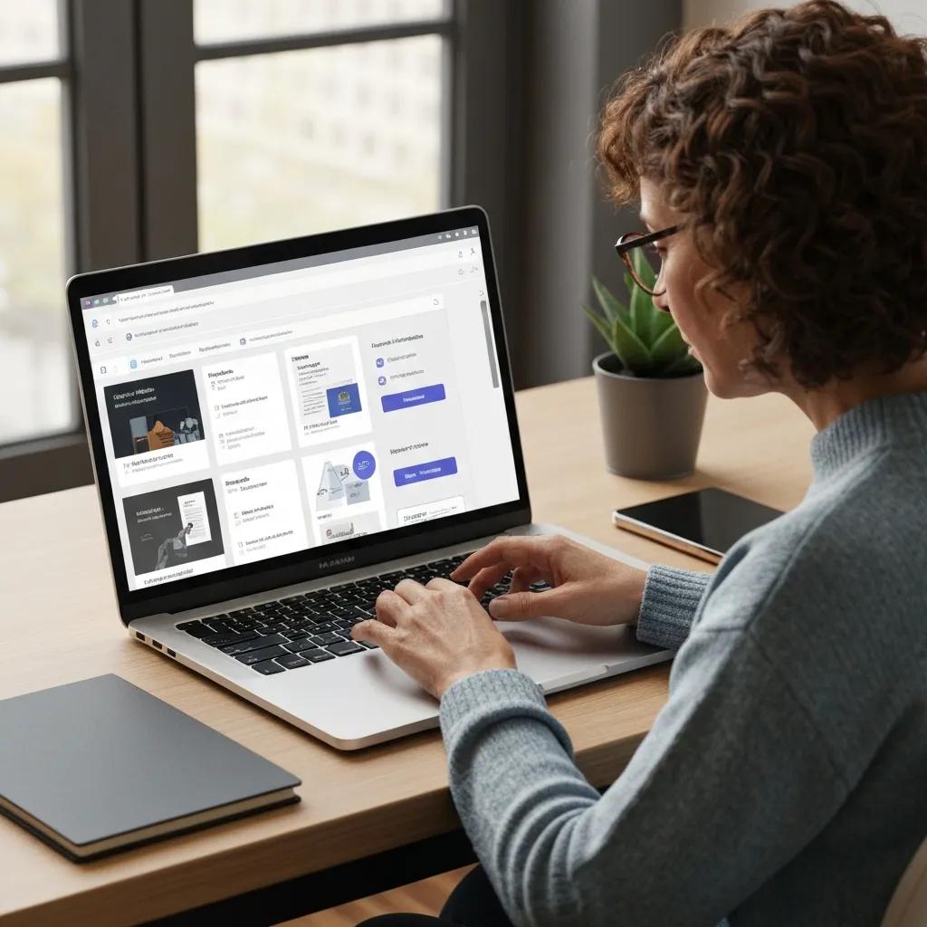 Person using a document editor showing templates and automation tools