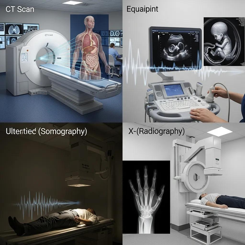 Icons showing CT, ultrasound, X‑ray and DEXA modalities