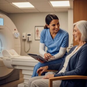 Imaging specialist providing care in a modern medical facility