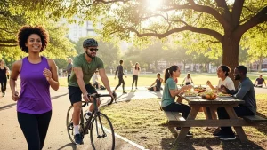Diverse group of individuals participating in heart-healthy activities, promoting cardiovascular wellness